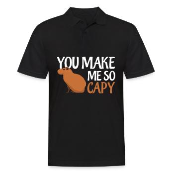 Capybara Happy Capybaras - Männer Poloshirt - Schwarz - Vorne - Kai (181cm)