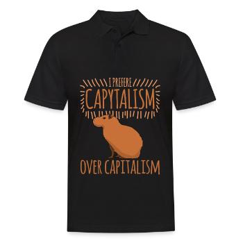 Capybara Capitalism Capybaras - Männer Poloshirt - Schwarz - Vorne - Kai (181cm)