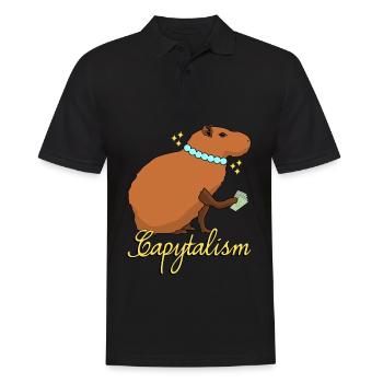 Capybara Kapitalismus Capybaras - Männer Poloshirt - Schwarz - Vorne - Kai (181cm)
