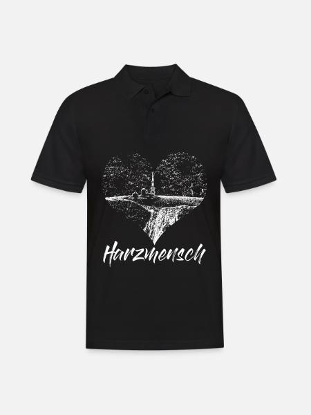 Harz Wandern Harzer Herz Brocken - Männer Poloshirt - Schwarz