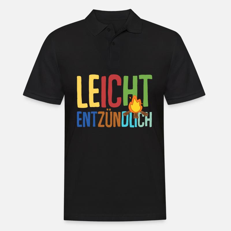 Leicht entzündlich mit Feuer - Männer Poloshirt - Schwarz