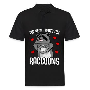Raton laveur avec coeur Ratons laveurs - Polo Homme - noir - Devant - Kai (181cm)