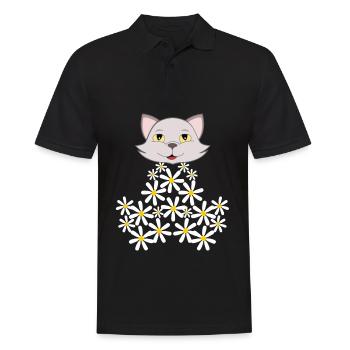 Chat marguerite de fleurs - Polo Homme - noir - Devant - Kai (181cm)
