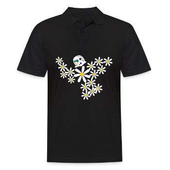 Vogel Wellensittich aus Blüten - Männer Poloshirt - Schwarz - Vorne - Kai (181cm)