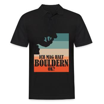 Bouldern Kletterer Klettern - Männer Poloshirt - Schwarz - Vorne - Kai (181cm)
