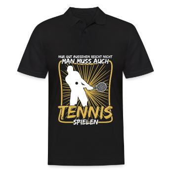 Tennis Tennisspieler Tennisspiel - Männer Poloshirt - Schwarz - Vorne - Kai (181cm)