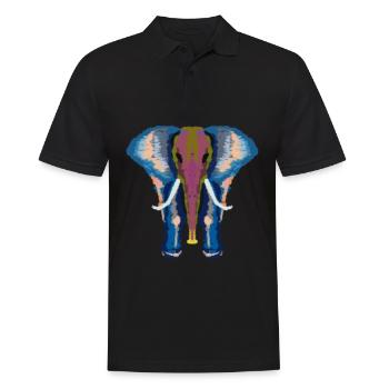 bunter Elefant - Männer Poloshirt - Schwarz - Vorne - Kai (181cm)