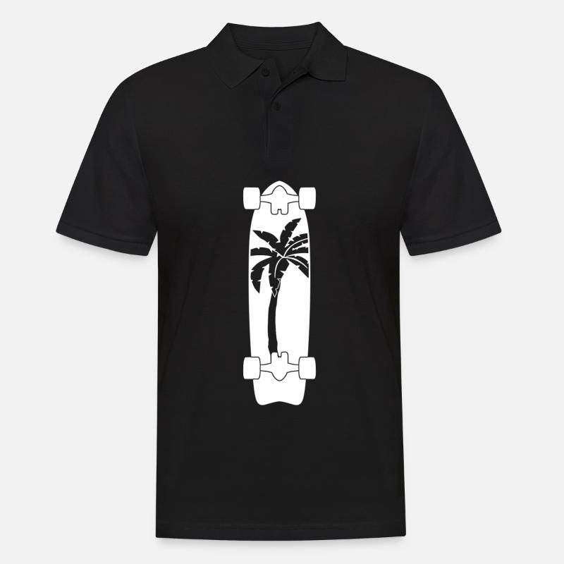 Longboard with palm tree longboarder - Men's Polo Shirt - black