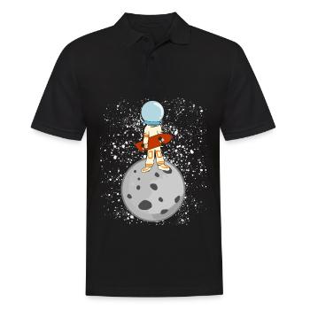 Longboarder Moon Astronaut Longboard - Men's Polo Shirt - black - Front - Kai (181cm)