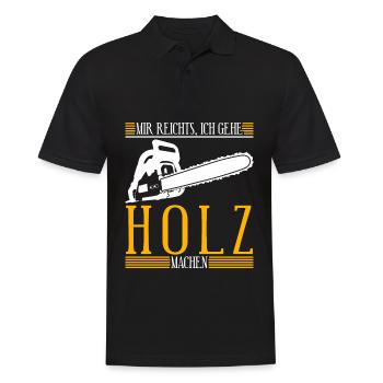 Brennholz Kamin Ofen Feuerholz Motorsäge - Männer Poloshirt - Schwarz - Vorne - Kai (181cm)