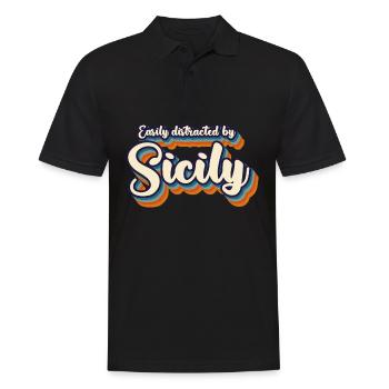 Sizilien Retro Italien Sicilia - Männer Poloshirt - Schwarz - Vorne - Kai (181cm)