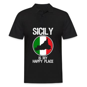 Sizilien Italien Flagge Sicilia - Männer Poloshirt - Schwarz - Vorne - Kai (181cm)