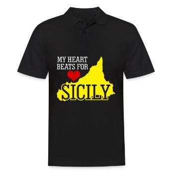 Sizilien Urlaub - Männer Poloshirt - Schwarz - Vorne - Kai (181cm)