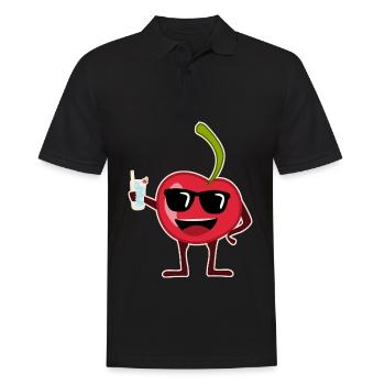 Cherries Party Cherry - Men's Polo Shirt - black - Front - Kai (181cm)