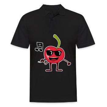 Kirsche singt Musik Kirschen - Männer Poloshirt - Schwarz - Vorne - Kai (181cm)