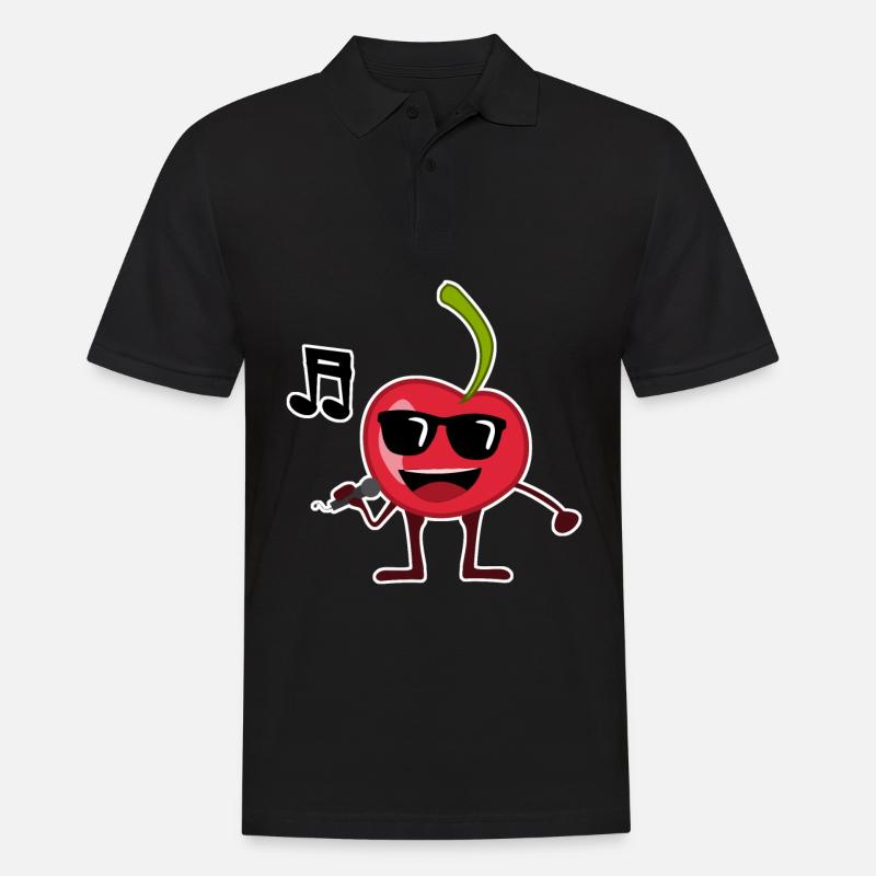 Kirsche singt Musik Kirschen - Männer Poloshirt - Schwarz