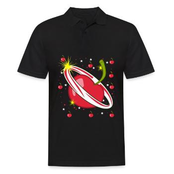 Cherry in space Cherries - Men's Polo Shirt - black - Front - Kai (181cm)