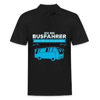 Busfahrer Linienbus - Männer Poloshirt - Schwarz - Vorne - Kai (181cm)