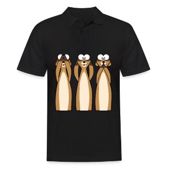 Erdmännchen statt 3 Affen - Männer Poloshirt - Schwarz - Vorne - Kai (181cm)