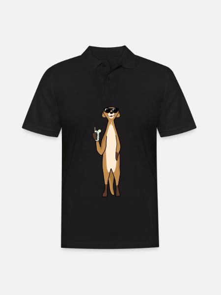 Meerkat with cocktail sunglasses - Men's Polo Shirt - black
