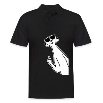 Erdmännchen mit Daumen hoch - Männer Poloshirt - Schwarz - Vorne - Kai (181cm)