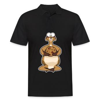fettes Erdmännchen mit Keks - Männer Poloshirt - Schwarz - Vorne - Kai (181cm)