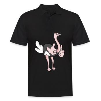 Vogelstrauß gibt Daumen hoch - Männer Poloshirt - Schwarz - Vorne - Kai (181cm)