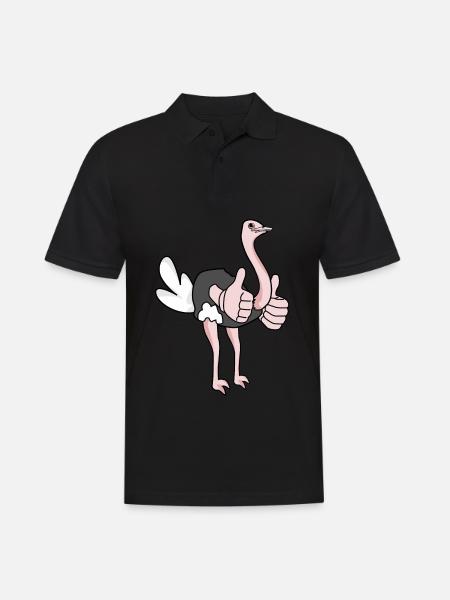 Ostrich gives thumbs up - Men's Polo Shirt - black