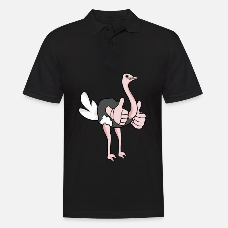 Vogelstrauß gibt Daumen hoch - Männer Poloshirt - Schwarz