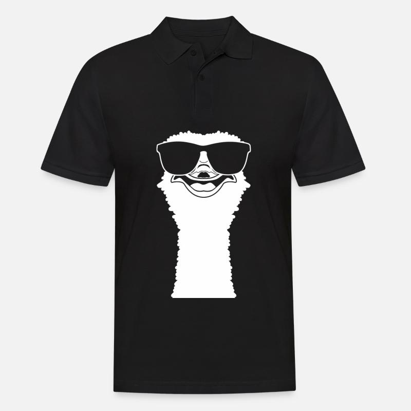 Vogelstrauß mit Sonnenbrille - Männer Poloshirt - Schwarz
