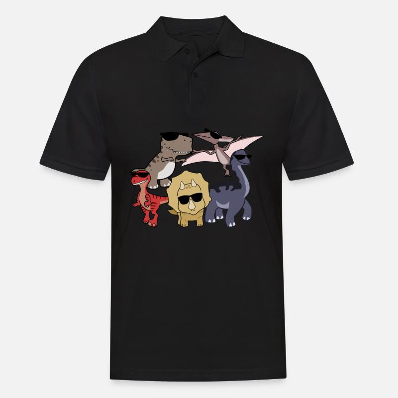 Dinosaurier mit Sonnenbrille - Männer Poloshirt - Schwarz