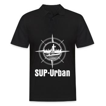Stand Up Paddling in der Stadt - Männer Poloshirt - Schwarz - Vorne - Kai (181cm)