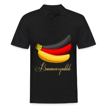 Bananen Bananenrepublik Banane - Männer Poloshirt - Schwarz - Vorne - Kai (181cm)