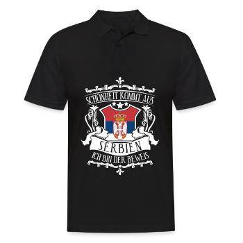 Serbien Serbe serbische Flagge - Männer Poloshirt - Schwarz - Vorne - Kai (181cm)