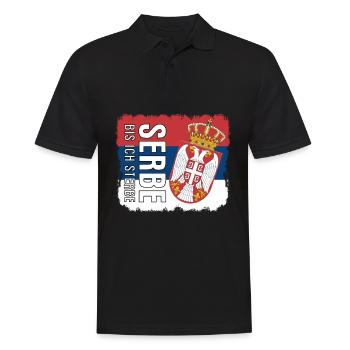 serbische Flagge Serbien Spruch Serbe - Männer Poloshirt - Schwarz - Vorne - Kai (181cm)