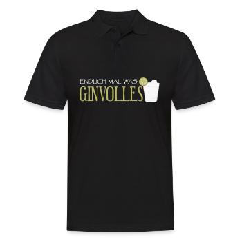 Gin - Endlich mal was Ginvolles. - Männer Poloshirt - Schwarz - Vorne - Kai (181cm)
