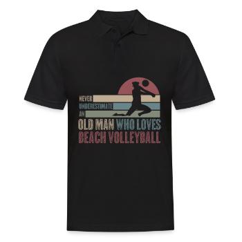 Joueur de volleyball de plage rétro - Polo Homme - noir - Devant - Kai (181cm)