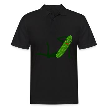 Gurken Fotomodell Model Gurke - Männer Poloshirt - Schwarz - Vorne - Kai (181cm)
