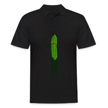 Gurke Fotomodell Model Gurken - Männer Poloshirt - Schwarz - Vorne - Kai (181cm)