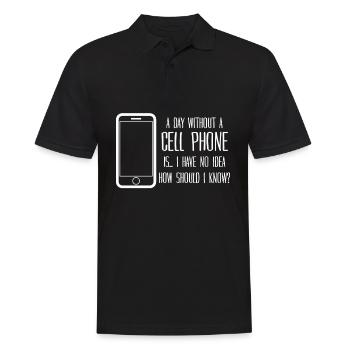 Cellphone Mobile Phone Telephone - Men's Polo Shirt - black - Front - Kai (181cm)