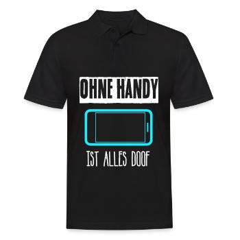 Handy Smartphone Cellphone - Männer Poloshirt - Schwarz - Vorne - Kai (181cm)