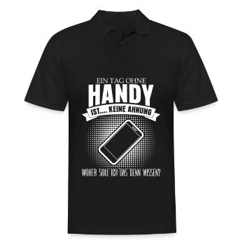 Handy Handysüchtig Telefon Cellphone - Männer Poloshirt - Schwarz - Vorne - Kai (181cm)