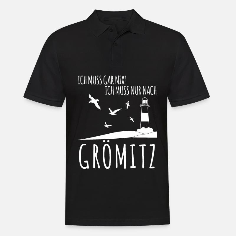 Grömitz Urlaub - Männer Poloshirt - Schwarz