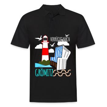 Verrückt nach Grömitz - Männer Poloshirt - Schwarz - Vorne - Kai (181cm)