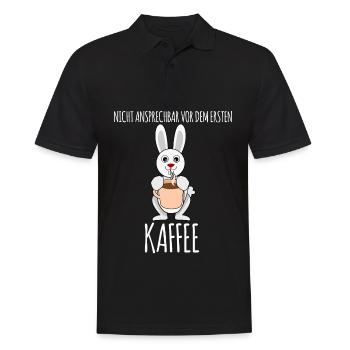 Kaffee Hase Kaffeebecher Kaffeetrinker - Männer Poloshirt - Schwarz - Vorne - Kai (181cm)