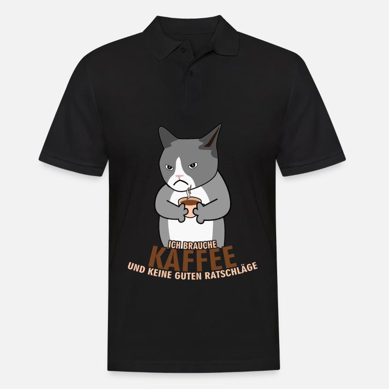 Morgenmuffel Kaffee Katze Kaffeetrinker - Männer Poloshirt - Schwarz