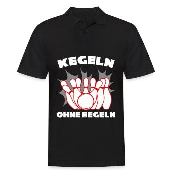 Kegeln Regeln Kegelbahn Kegelverein - Männer Poloshirt - Schwarz - Vorne - Kai (181cm)