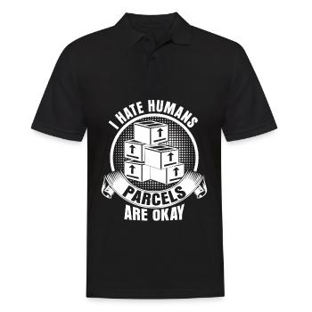 Paketzusteller Pakete Paketbote - Männer Poloshirt - Schwarz - Vorne - Kai (181cm)