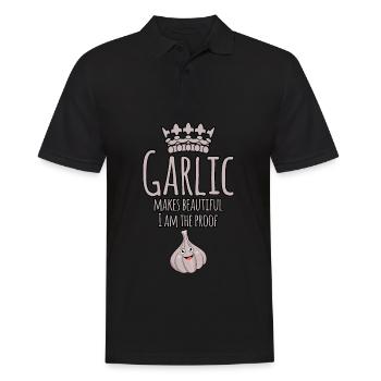 Knoblauch Spruch Knoblauchzehe - Männer Poloshirt - Schwarz - Vorne - Kai (181cm)