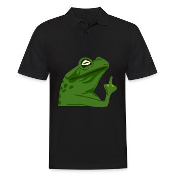 Frosch Mittelfinger Frösche - Männer Poloshirt - Schwarz - Vorne - Kai (181cm)